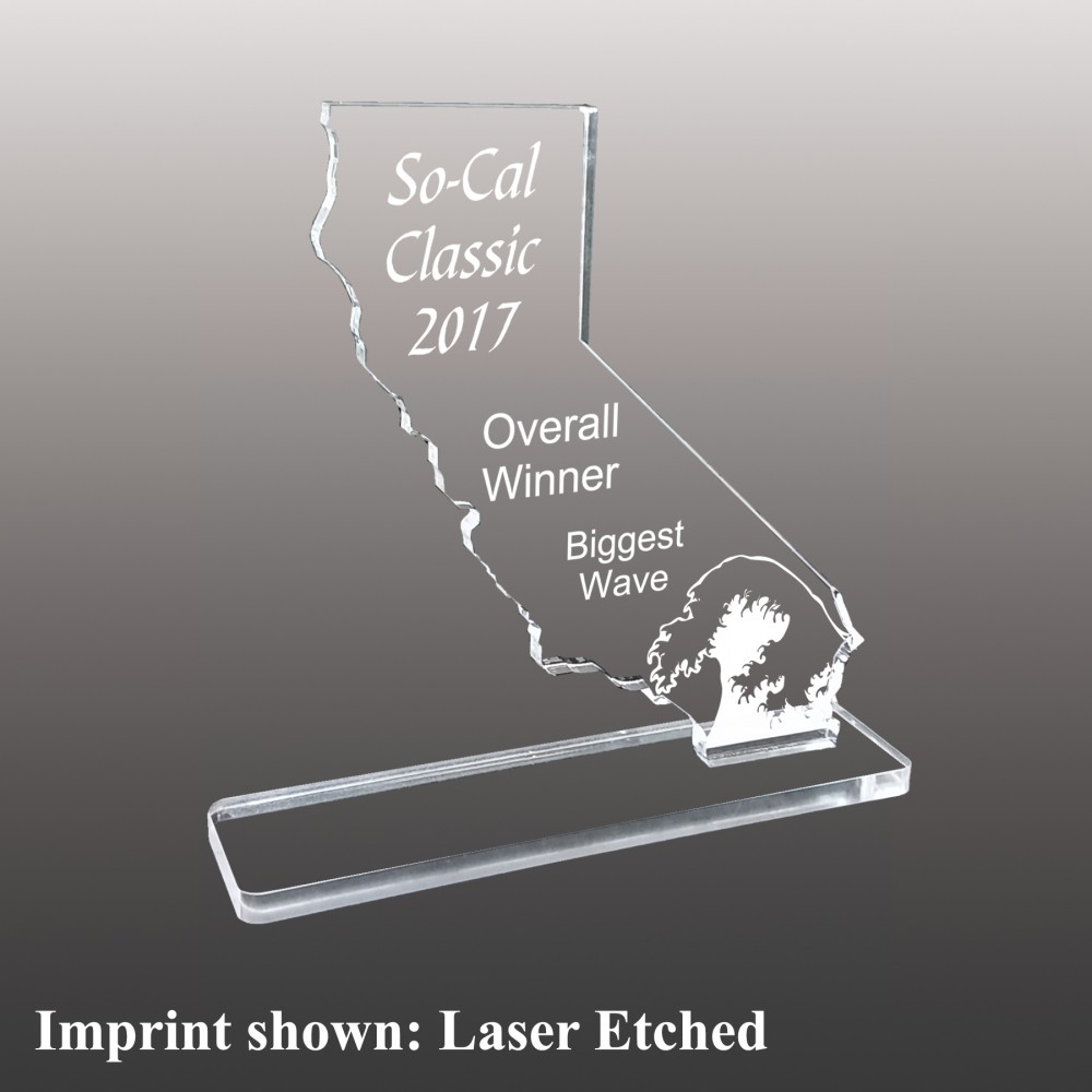 Logo Branded Medium California Shaped Etched Acrylic Award