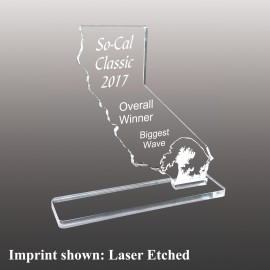 Logo Branded Medium California Shaped Etched Acrylic Award  Logo Branded Medium California Shaped Etched Acrylic Award