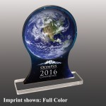 Small Globe Shaped Full Color Acrylic Award with Logo