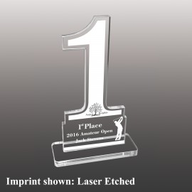 Personalized Medium Number One Shaped Etched Acrylic Award  Personalized Medium Number One Shaped Etched Acrylic Award