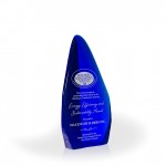 Apogee Cobalt Recycled Glass Tower Award, 10.5" with Logo