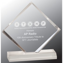 Promotional Clear Diamond Jewel Beveled Acrylic Award (4" x 4")