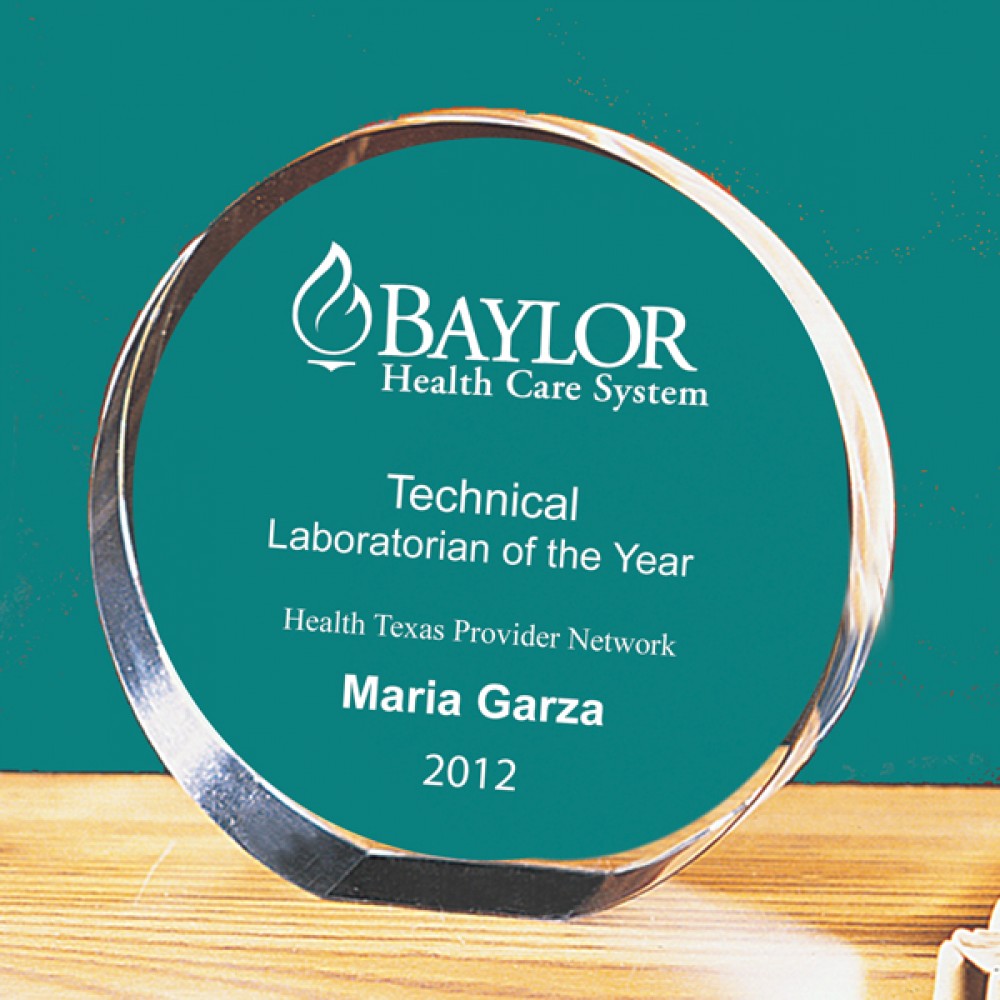 6" Crystal Circle Award Logo Imprinted 6" Crystal Circle Award Logo Imprinted