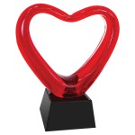 Promotional 6.5" Glass Red Heart Award