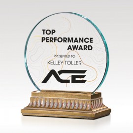 Circular Jade Glass Award - Amity with Logo