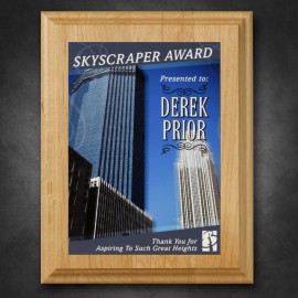 Logo Branded Alder Wood Plaque 7" x 9" with Sublimated Plate  Logo Branded Alder Wood Plaque 7" x 9" with Sublimated Plate