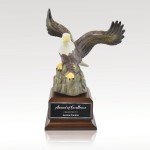 Eagle on Cherry Base 11" - Eyrie with Logo