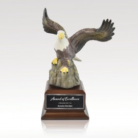 Eagle on Cherry Base 11" - Eyrie with Logo