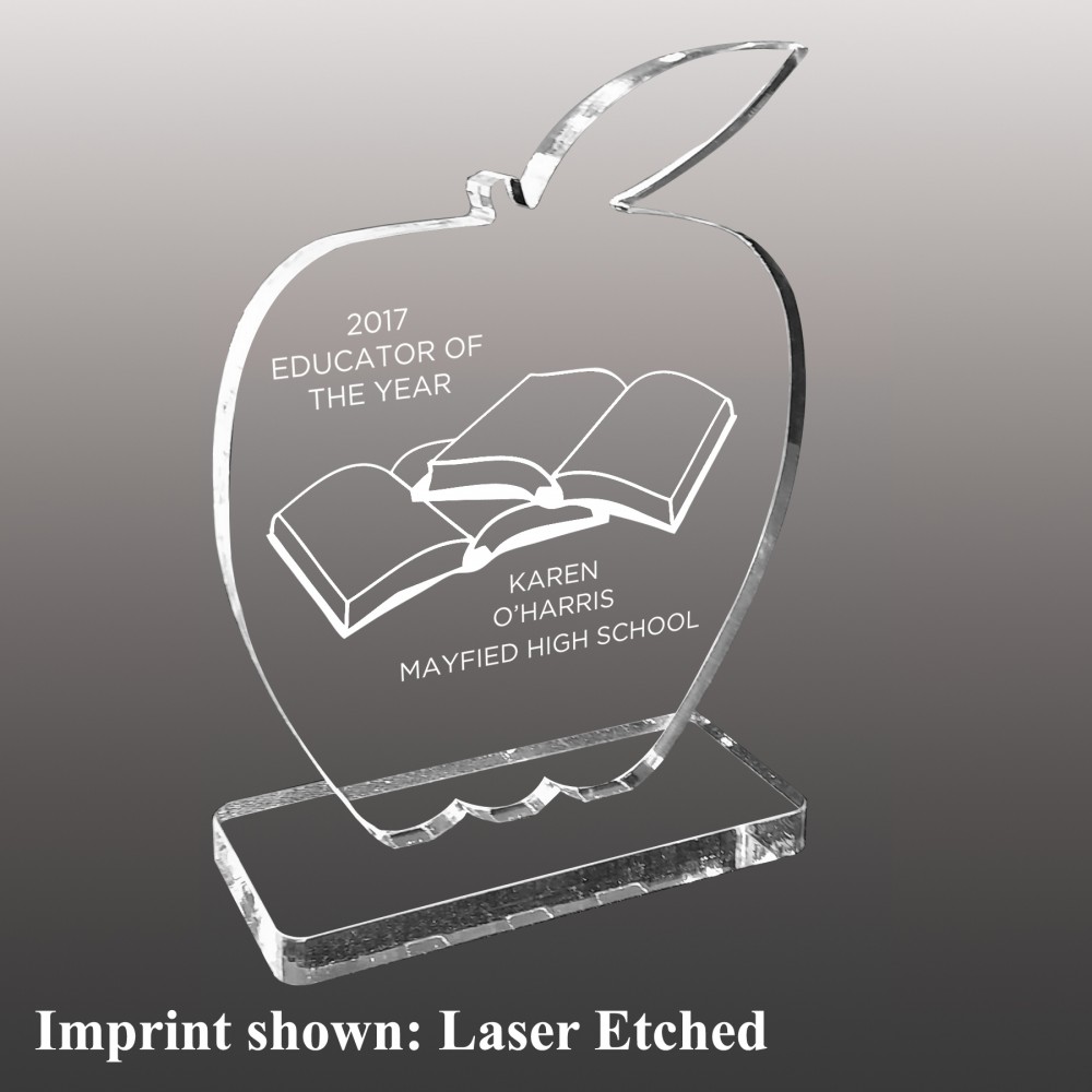 Personalized Small Apple Shaped Etched Acrylic Award