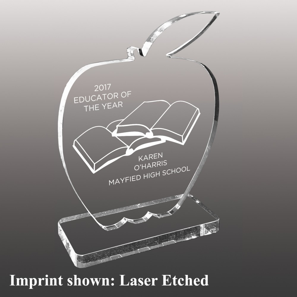 Personalized Small Apple Shaped Etched Acrylic Award Personalized Small Apple Shaped Etched Acrylic Award