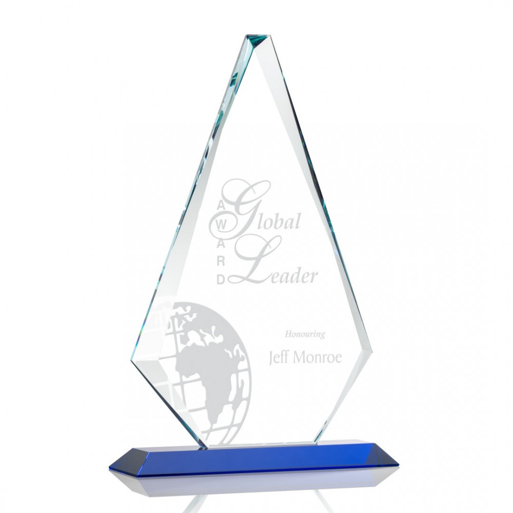 Logo Imprinted Windsor Award - Starfire/Blue 14" Logo Imprinted Windsor Award - Starfire/Blue 14"