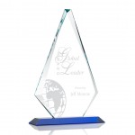 Logo Imprinted Windsor Award - Starfire/Blue 14"