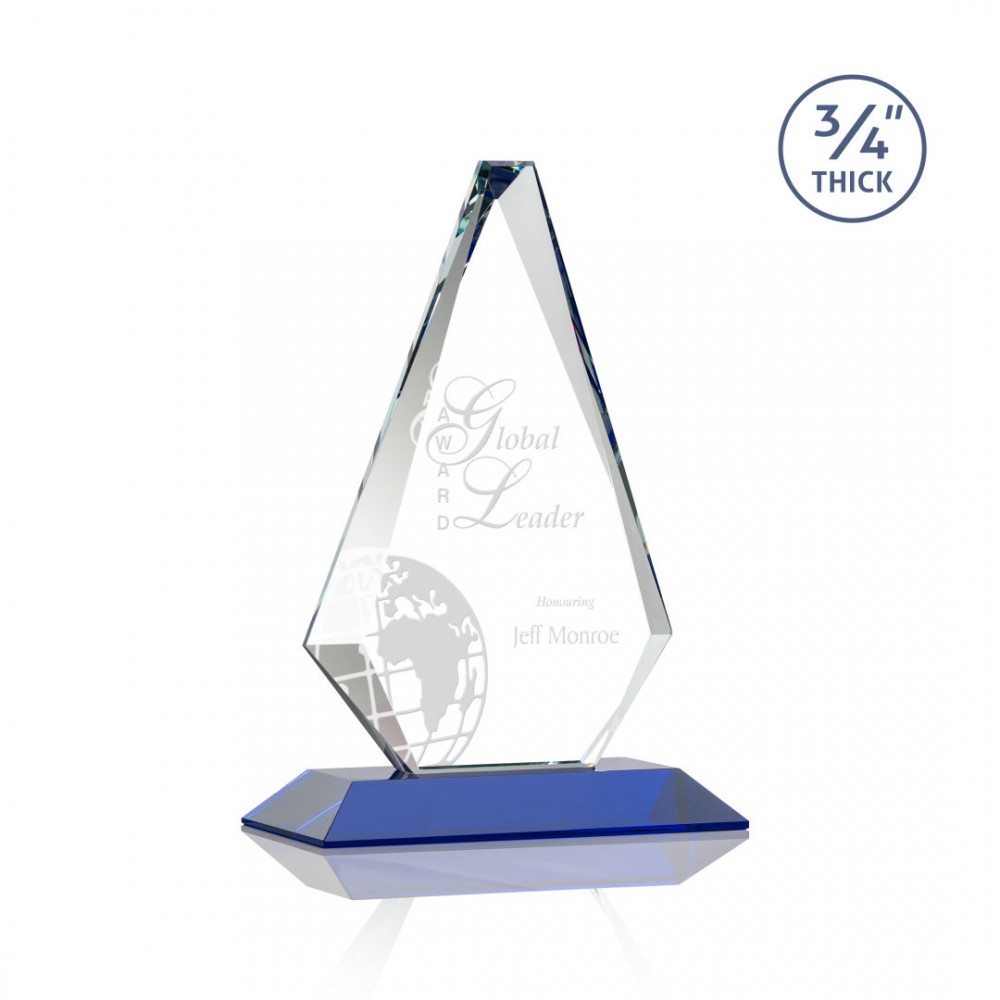 Custom Etched Windsor Award - Starfire/Blue 8" Custom Etched Windsor Award - Starfire/Blue 8"