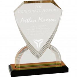 9" Gold Carved Shield Impress Acrylic Logo Imprinted