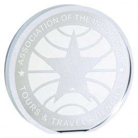 4" Crystal Halo Self-Standing Desktop Award Clear with Logo