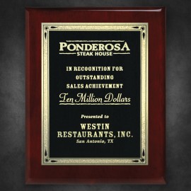 Custom Aberdeen Rosewood Plaque 10-1/2" x 13" with Lasered Plate
