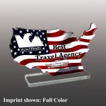 Logo Branded Medium USA Shaped Full Color Acrylic Award