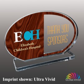Small Oval Shaped Ultra Vivid Acrylic Award with Logo