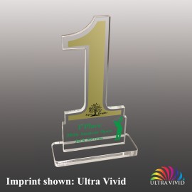 Logo Branded Small Number One Shaped Ultra Vivid Acrylic Award  Logo Branded Small Number One Shaped Ultra Vivid Acrylic Award
