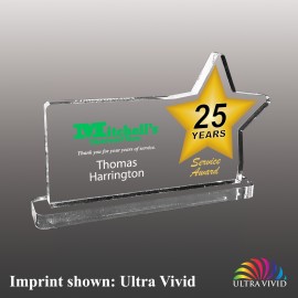 Promotional Small Rectangle w/Star Shaped Ultra Vivid Acrylic Award