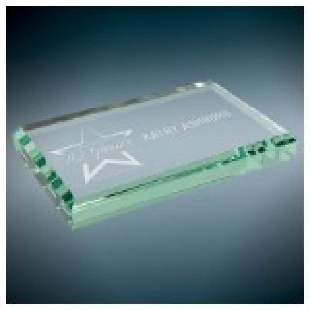 Logo Imprinted 4" x 2 1/2" x 1/2" Jade Glass Paperweight Logo Imprinted 4" x 2 1/2" x 1/2" Jade Glass Paperweight