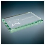 Logo Imprinted 4" x 2 1/2" x 1/2" Jade Glass Paperweight