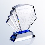 Promotional Prosperity Blue Crystal Prism Award with Dual Etch Areas
