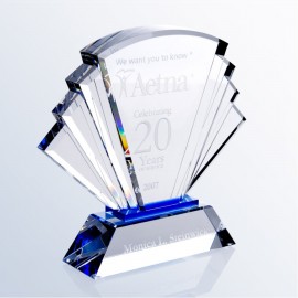 Promotional Prosperity Blue Crystal Prism Award with Dual Etch Areas