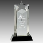 Custom 10" Crystal Star Column on Black Pedestal Base