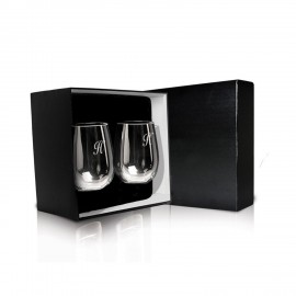 17oz Stemless Wine Glass Set of 2 with Logo