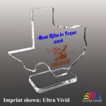 Small Texas Shaped Ultra Vivid Acrylic Award with Logo