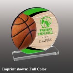 Small Basketball Themed Full Color Acrylic Award with Logo