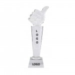 Custom Thumb Up Design Crystal Prize Glass Trophy with Logo