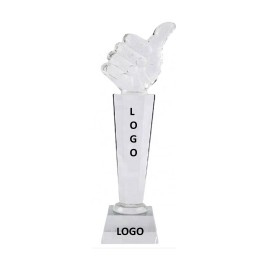 Custom Thumb Up Design Crystal Prize Glass Trophy with Logo