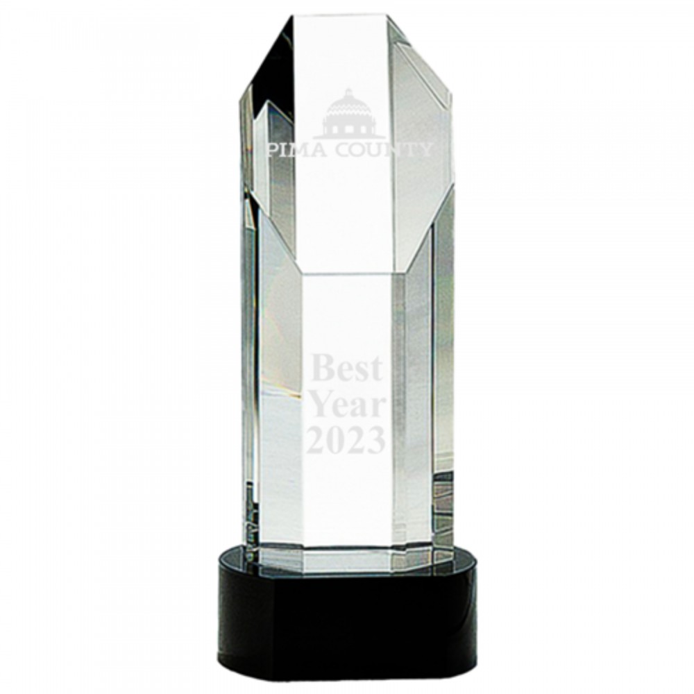 Octagon Slant-Top Crystal on Black Pedestal Base Award with Logo Octagon Slant-Top Crystal on Black Pedestal Base Award with Logo