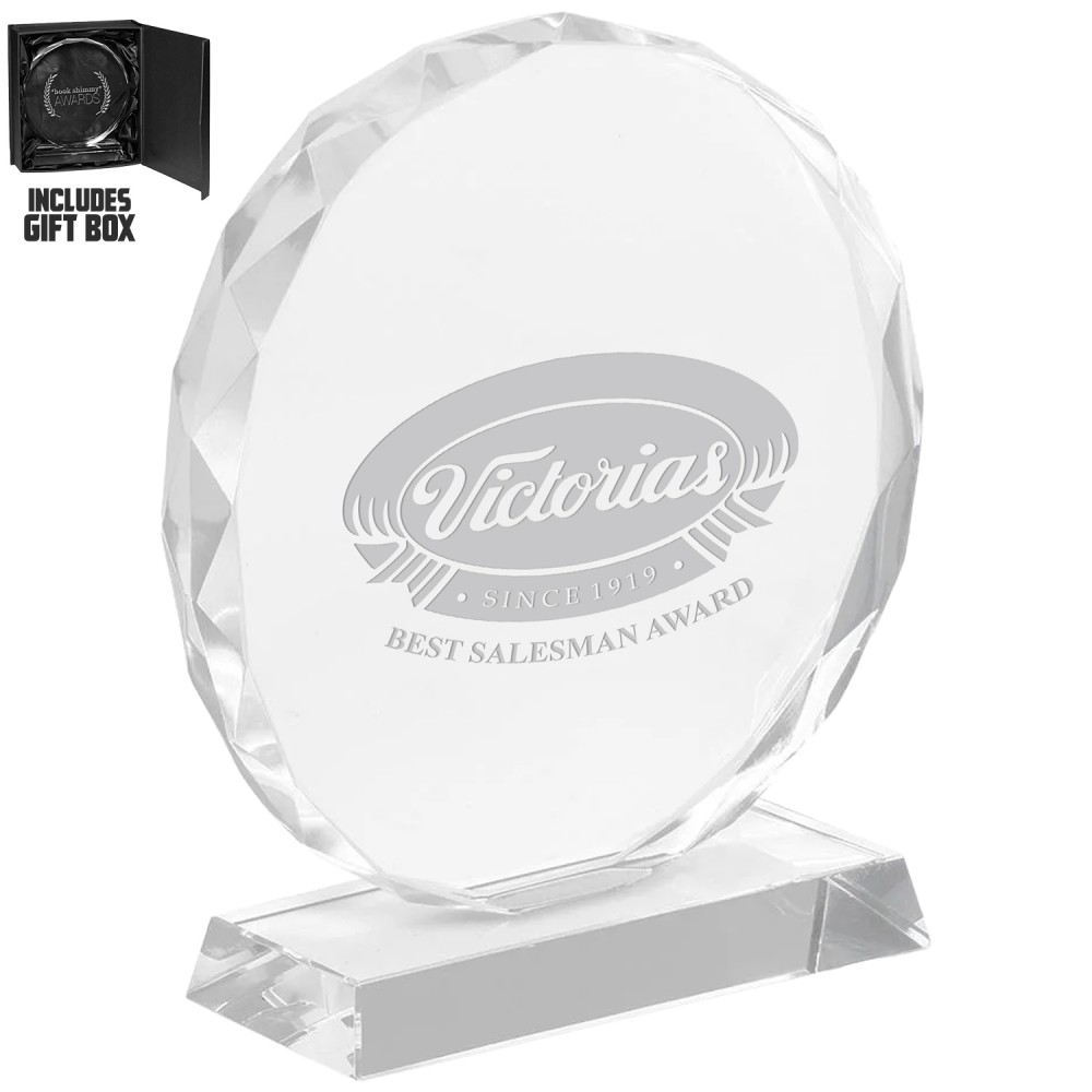 Round Edge Branded Crystal Glass Awards with Logo