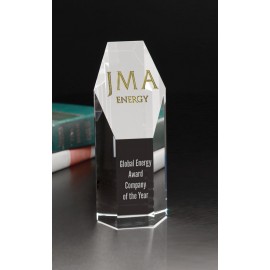 Custom Medium Hexagon Tower Optical Crystal Award