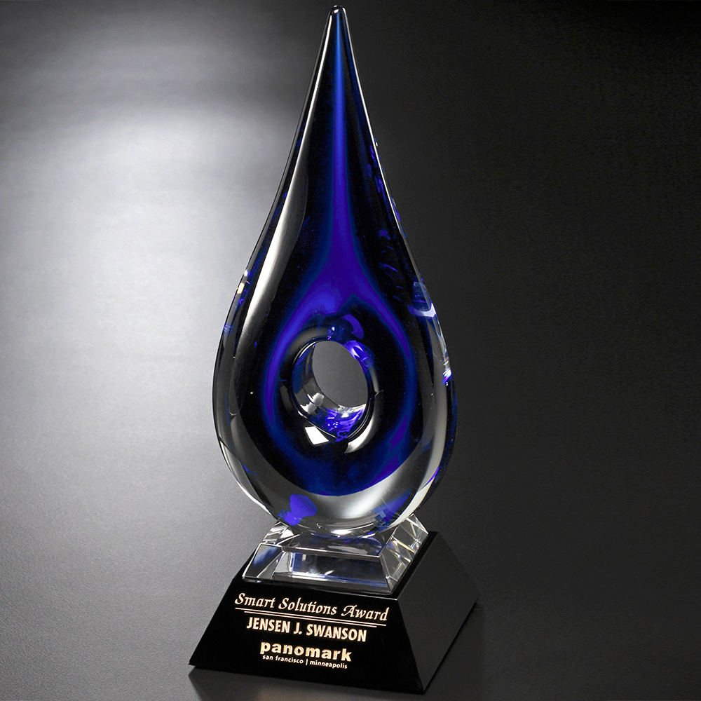 Custom Blue Teardrop Award 14"