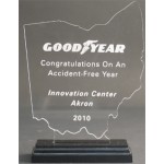 Custom Etched Great State of Ohio Award w/ Black Base - Acrylic (7 7/16"x5 1/4")
