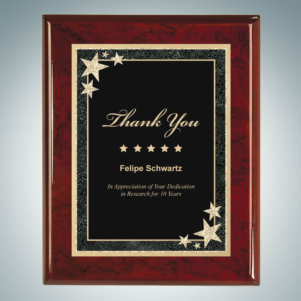Laser-etched Rosewood Royal Piano Finish Wall Plaque w/Black Starburst Plate (9"x12") Laser-etched Rosewood Royal Piano Finish Wall Plaque w/Black Starburst Plate (9"x12")