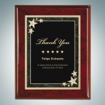 Laser-etched Rosewood Royal Piano Finish Wall Plaque w/Black Starburst Plate (9"x12")