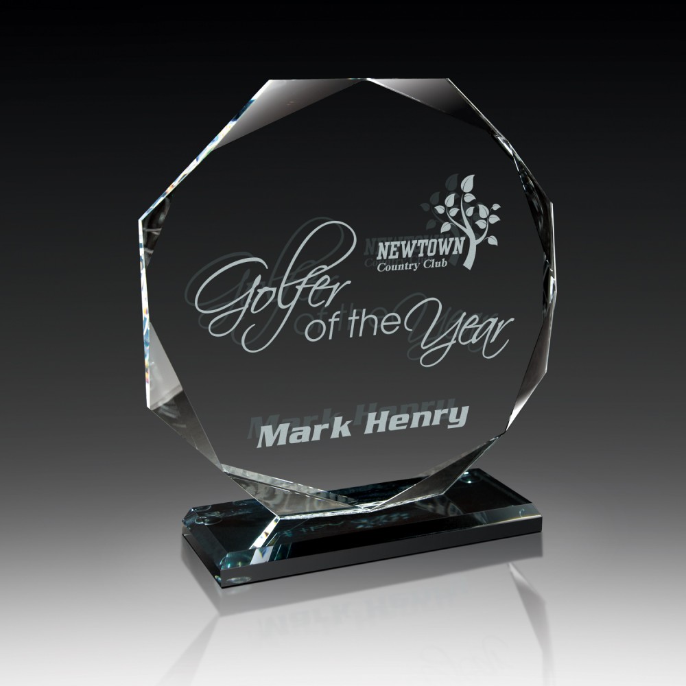 Crystal Octagon Award - Inclination 6" with Logo Crystal Octagon Award - Inclination 6" with Logo