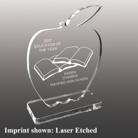 Large Apple Shaped Etched Acrylic Award with Logo