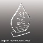 Small Droplet Shaped Etched Acrylic Award with Logo