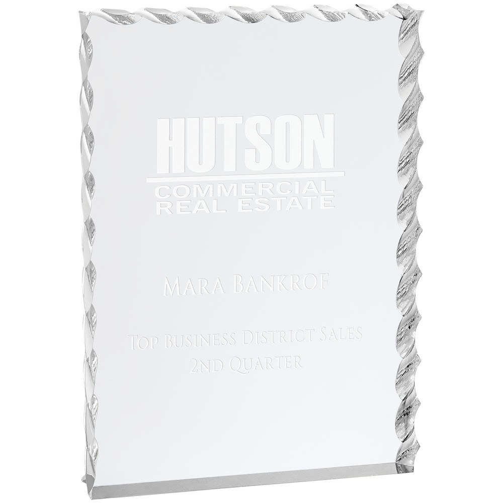 6" x 8" Silver Wave Edge Acrylic Logo Imprinted 6" x 8" Silver Wave Edge Acrylic Logo Imprinted