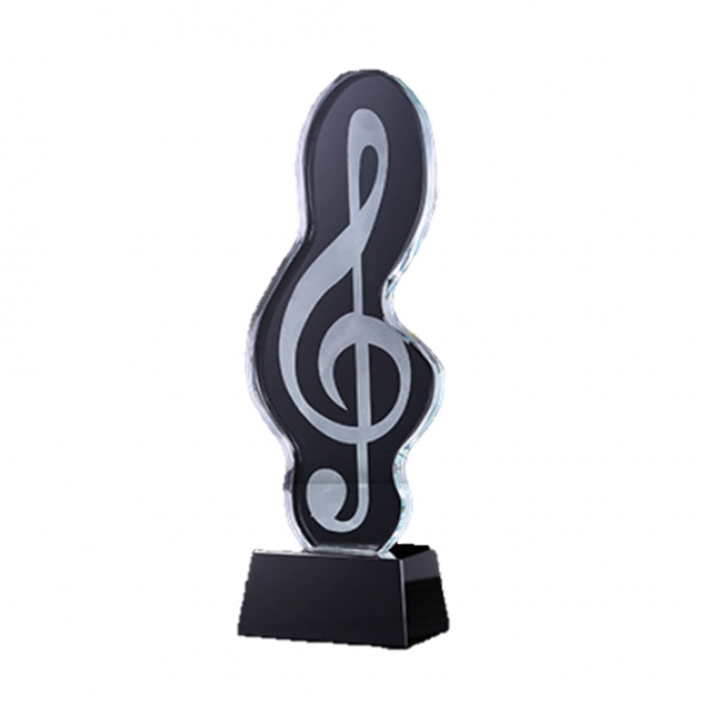 Customized Music Notes Shape Crystal Trophy With Base