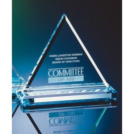 Logo Branded 8" Clear Crystal Triangle with Base