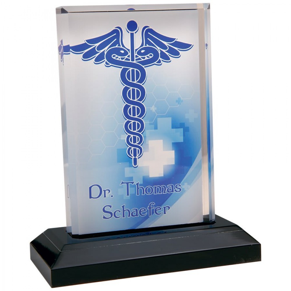 5" x 6" Acrylic Rectangle Award with Stand with Logo