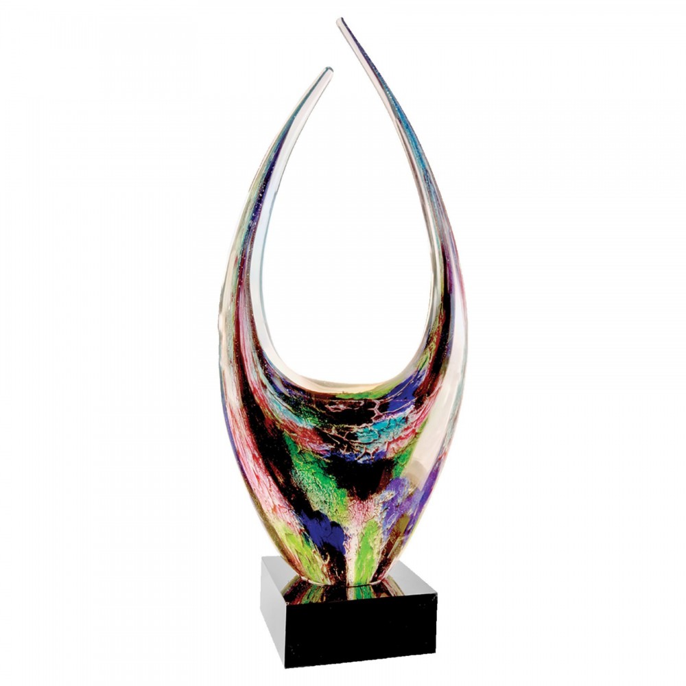 16.75" Dual Rising Black Base Art Glass Award with Logo 16.75" Dual Rising Black Base Art Glass Award with Logo