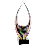 16.75" Dual Rising Black Base Art Glass Award with Logo